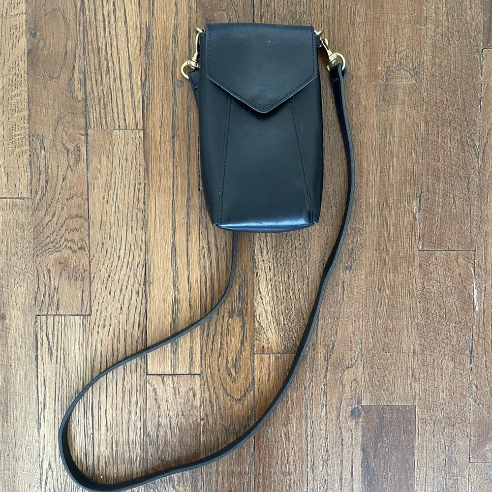 Clare V Black Crossbody Bag with Gold Accents